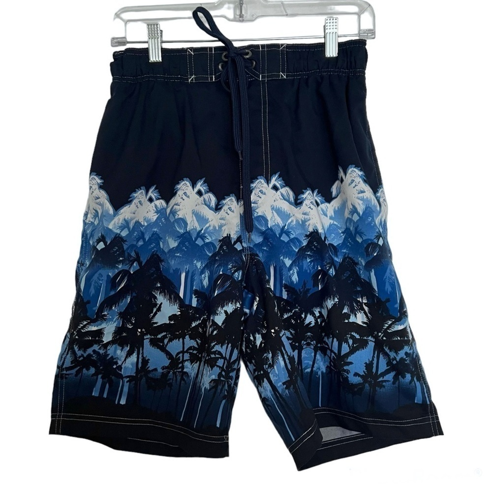 Sonoma Life + Style Blue Palm Tree Print Swim Shorts Small